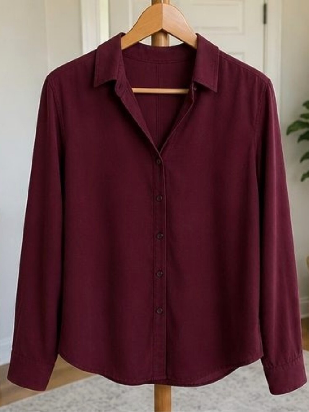 Burgundy Smocked Top